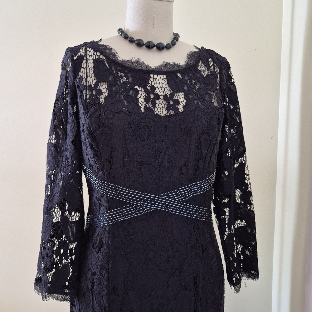 Adrianna Papell Midnight Lace Long Sleeve Dress